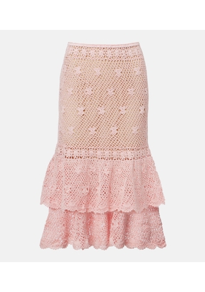 Anna Kosturova Florence crochet ruffled cotton midi skirt