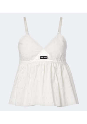 Miu Miu Embroidered cotton and linen-blend top
