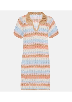 Anna Kosturova Crochet striped cotton polo dress