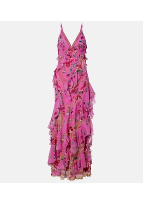 Camilla Floral ruffled silk maxi dress