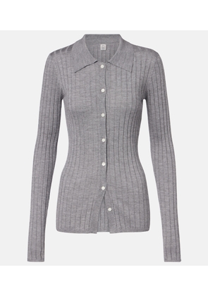 Toteme Ribbed-knit cashmere and silk cardigan