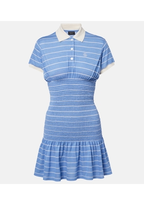 Gucci Shirred striped silk pique polo dress