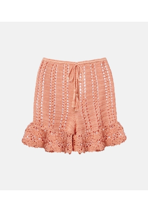Anna Kosturova Crochet ruffled cotton shorts