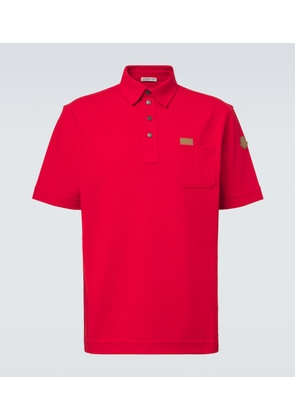 Moncler Leather-trimmed cotton pique polo shirt