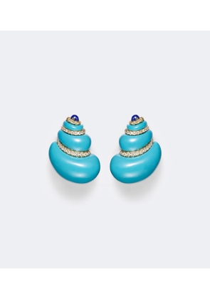 Yvonne Leon Coquillage 9kt gold earrings with gemstones