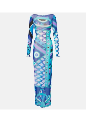Pucci Vivara ruffled tulle maxi dress