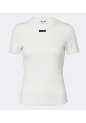 Miu Miu Pointelle cotton T-shirt