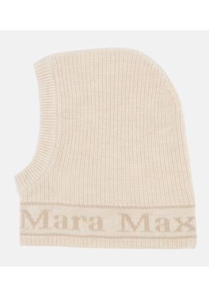 Max Mara Logo intarsia wool balaclava