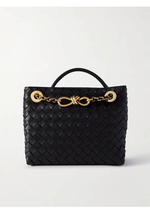Bottega Veneta - Andiamo With Chain Small Intrecciato Leather Shoulder Bag - Black - One size