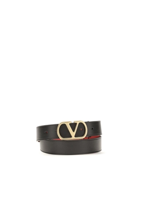 Valentino Garavani Black Calf Leather Bos Taurus Regular Belt - 75 cm / 30 Inches