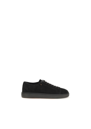 Santoni Black Calf Leather Bos Taurus Low Top Sneakers - EU43/US10