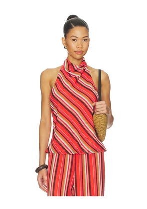 Amanda Uprichard Samba Top in Orange,Cream. Size S. Also in XS, M, L, XL.