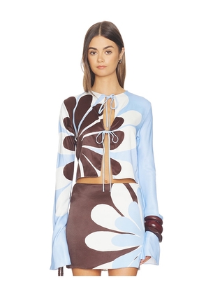 Cala de la Cruz Sina Top in Brown,Blue. Size XS. Also in S, M, L.