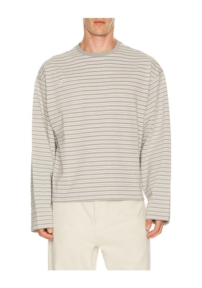 DRMERS CLUB Striped Long Sleeve Tee in Grey. Size S. Also in M, L, XL/1X.