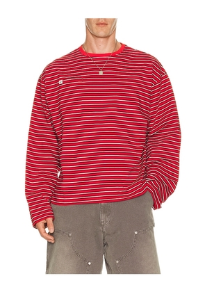 DRMERS CLUB Striped Long Sleeve Tee in Red. Size S. Also in M, L, XL/1X.