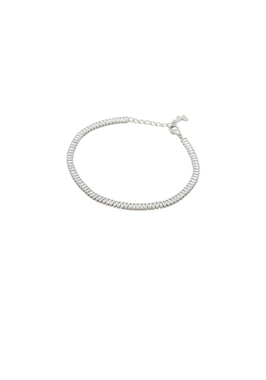 By Adina Eden Cz Baguette All Around Tennis Bracelet in Metallic Silver.