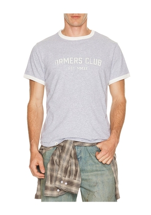 DRMERS CLUB Practice Ringer Tee in Grey. Size S. Also in M, L, XL/1X.