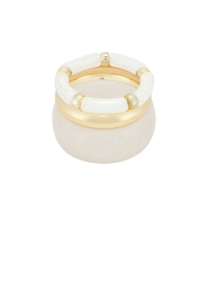 Epifene Bangles Set Of 3 in Metallic Gold, White.