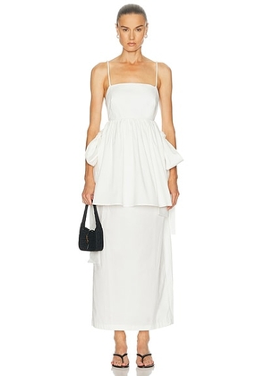 ADRIANA DEGREAS Peplum Maxi Dress in Off White - White. Size M (also in S, XS, L).
