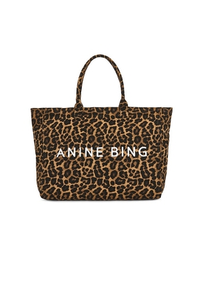 ANINE BING Leo Canvas Tote Bag in Brown.