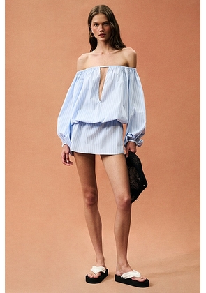 L'Academie for FWRD Daphne Mini Dress in Multi Stripe - Baby Blue. Size XL (also in S, XXS, XS, M, L).