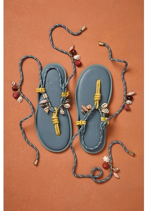 Flòwze x Eliou for FWRD Flo Twin Sandal in Teal & Butter - Navy,Yellow. Size 42 (also in 36, 37, 38, 39, 40, 41).