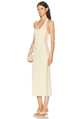 L'Academie Fara Halter Dress in Buttercream - Beige. Size XL (also in XS, S, M, L).