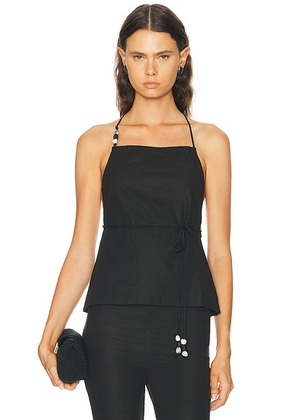 L'Academie Anaia Linen Top in Black - Black. Size XS (also in XXS, S, M, L, XL).