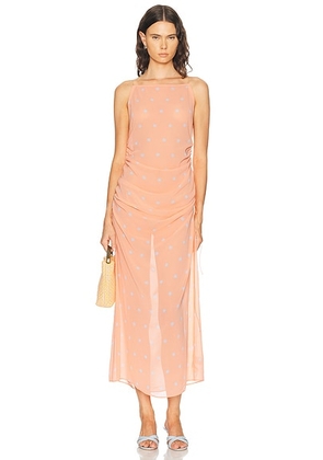 L'Academie Ramona Gown in Tangerine & Blue Dot - Orange. Size XL (also in XXS, XS, S, M, L).