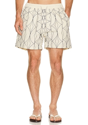 OAS Zefi Swim Shorts in Beige - Blue. Size XL/1X (also in S, M, L).