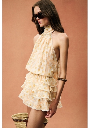 SIEDRES for FWRD Halter Mini Dress in Yellow - Yellow. Size 36 (also in 38, 34, 40, 42).