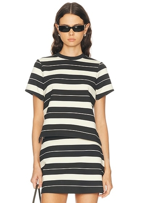 RENGGLI Stripe Slit Tee in Cream & Ink - Black & White. Size S (also in XS).