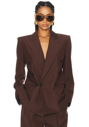 Saint Laurent Double Breasted Blazer in Chocolat - Brown. Size 36 (also in 38, 40, 42).