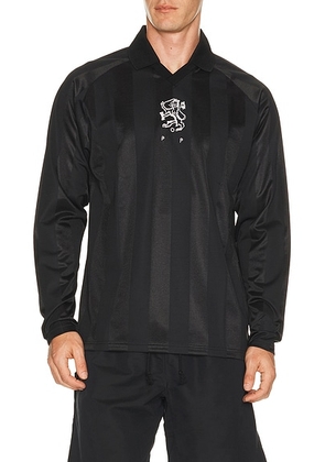 Pop Trading Company Sportif Long Sleeve Tee in Black - Black. Size L (also in S, M, XL/1X).