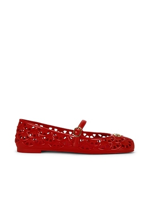 Valentino Garavani Ondette Ballerina Flat in Coral Red - Red. Size 39 (also in 36, 37, 38, 41).