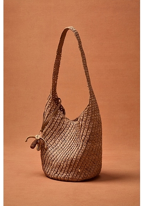 Helen Kaminski for FWRD Lani Raffia Crochet Bucket Bag With Palm Tree Charm in Nougat & Caramel - Neutral. Size all.