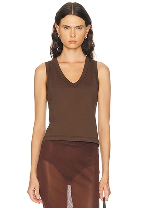 RENGGLI V-Neck Tank Top in Truffle - Brown. Size L (also in XS, S, M).