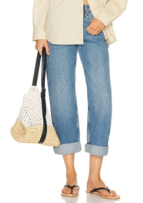 RE/DONE Beau Jean Cuffed Boyfriend Jeans in Day Tripper - Blue. Size 28 (also in 24, 25, 26, 27, 29, 30, 31, 32).