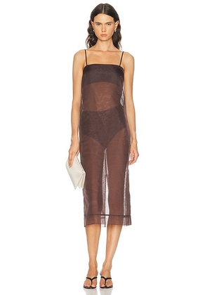 RENGGLI Organza Cami Dress in Chocolate Brown - Brown. Size 0 (also in 2, 4, 6, 8).