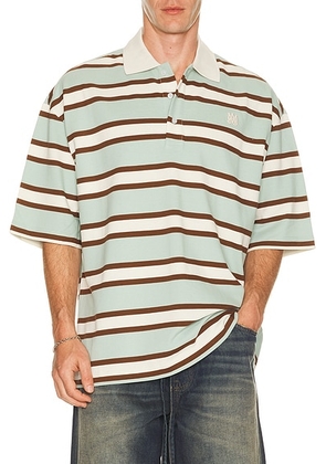 Amiri MA Stripe Skate Polo in Powder Teal - Blue. Size S (also in M, L, XL/1X, XXL/2X).