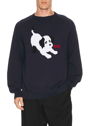 Pop Trading Company Knitted Joy Crew Neck in Navy - Blue. Size XL/1X (also in ).