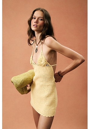 Akoia Swim for FWRD Crochet Mini Dress in Butter Yellow - Yellow. Size L (also in S, XS, XL).