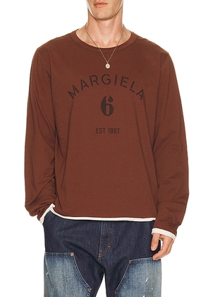 MM6 Maison Margiela Long-Sleeved Top in Light Brown & Ecru - Brown. Size M (also in L).