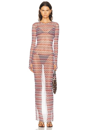 Bananhot Renne Dress in Bari Chevron - Orange. Size S (also in XS, M, L).