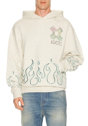 Amiri MA Quad Flames Hoodie in Ivory - Ivory. Size XXL/2X (also in XL/1X, M, L).