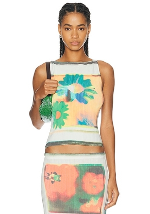 Staud Bryn Top in Superbloom Scarf - White. Size L (also in XS, S, M).