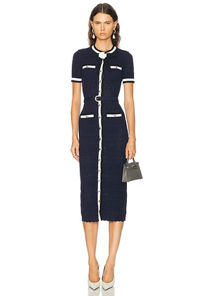 Self-portrait Pointelle Knit Midi Dress in Navy - Navy. Size XS (also in S, M, L).