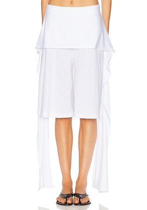 Toteme Tie Waist Jersey Short in White - White. Size L (also in S, M).