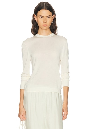 RENGGLI Silk Cashmere Crewneck Sweater in Flat White - White. Size XS (also in S, M, L, XL).