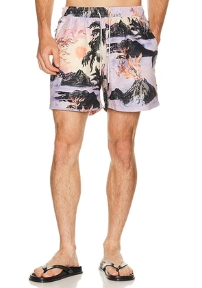OAS Regalia Swim Shorts in Purple - Multi. Size L (also in S, M, XL/1X).